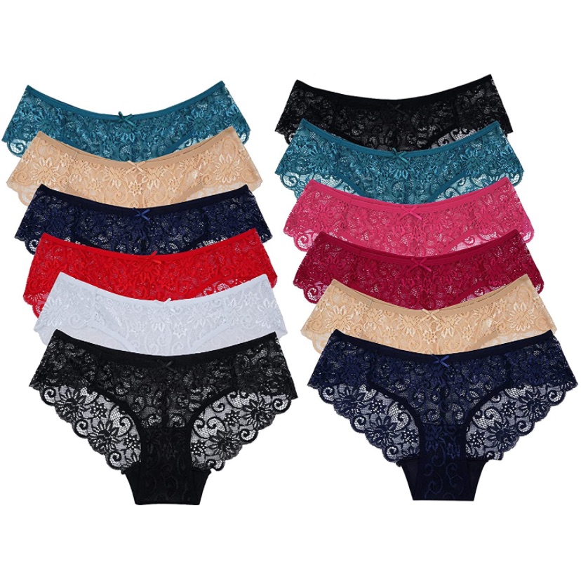 12 Pack Underwear Invisible Seamless Bikini Lace Half Back Coverage Panties